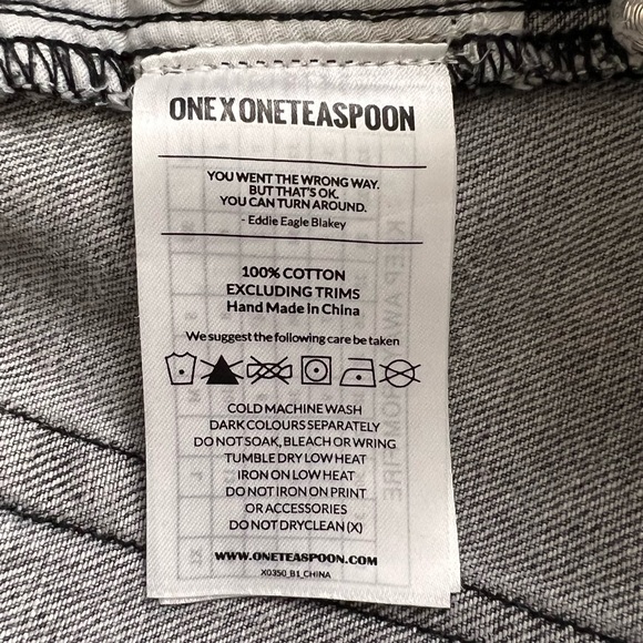 ONE X ONE TEASPOON Free People Button Fly Gray Star Distressed Raw Hem S… - Picture 12 of 16